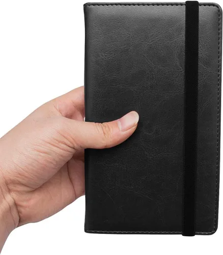 Vista 6 de Organizador de libro de tarjetas de visita de piel sintética con cierre elástico, 240 tarjetas, color negro