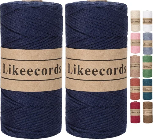 Vista 27 de Likeecords 100% Hilo de Ganchillo de Algodón Cordón de Bolsa de 2mm 170m Cordón de Macramé de 2mm Hilo de Crochet Cuerda de Macramé Regalo para Verde