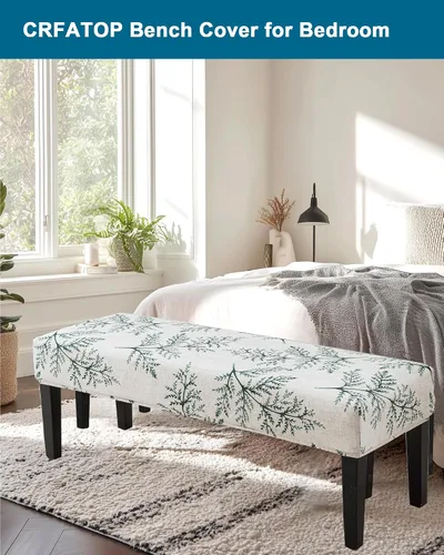 Vista 6 de CRFATOP Funda de cojín rectangular estampada para banco de comedor, elástica, extraíble y lavable, protector de banco tapizado para comedor, sala