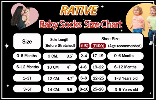 Vista 4 de RATIVE Calcetines de algodón antideslizantes antideslizantes con puños para bebés, niños y niñas