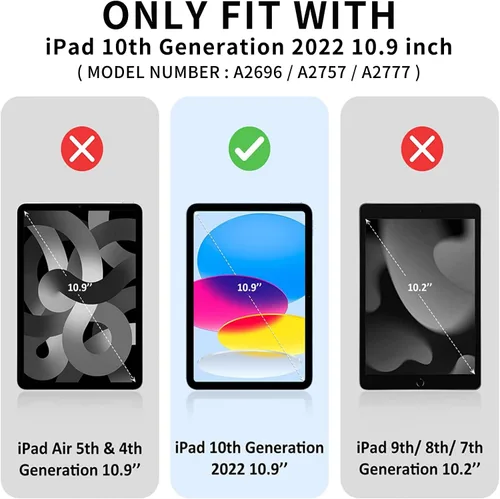 Vista 2 de ProtUTab Funda para iPad de 10ª generación, funda de activación y suspensión automática para iPad de 10ª generación, funda delgada con soporte