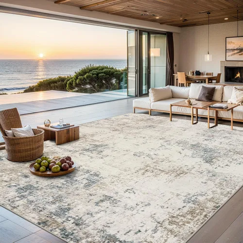 Vista 28 de Area Rugs - Alfombra para sala de estar, 4 x 6, lavable, moderna, abstracta, suave, neutra, antideslizante, grande para interiores, resistente a