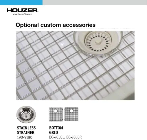 Vista 4 de Houzer Platus PTU-3200 BQ - Fregadero de cocina de 32 pulgadas con doble tazón de fuente 50/50