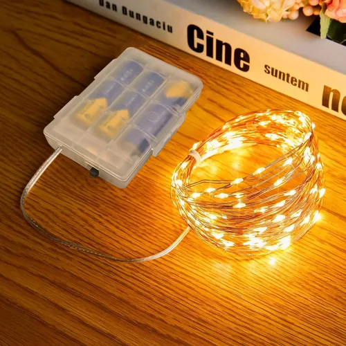 Vista 17 de RUICHEN Guirnalda de 50 luces LED de alambre de cobre de 16 pies, funciona con pilas, para Navidad, Halloween, fiestas, bodas, centros de mesa