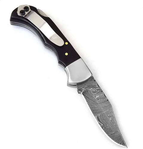 Vista 2 de Cuchillo de acero damascus 606H - Cuchillo plegable de bolsillo con clip - Cuchillo personalizado hecho a mano - Cuchillo de bolsillo damascus
