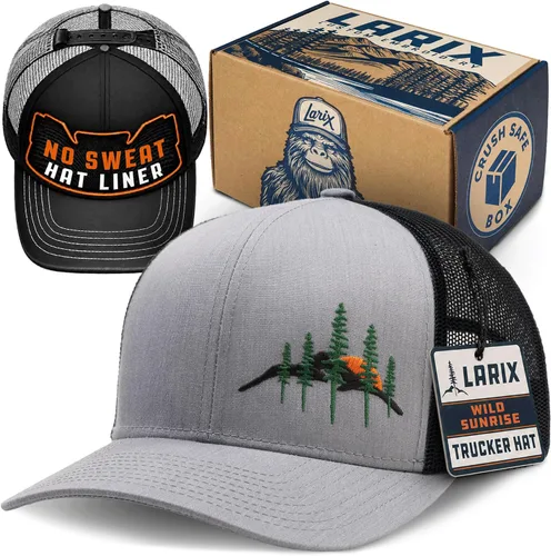Vista 21 de LARIX Trucker Hat Men - Snapback Cap with Breatheable Mesh Back, Hats for men, Mens Hat, Mens Trucker Hats Negro (Wb)