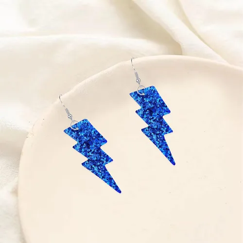 Vista 5 de YUNXI Aretes de lentejuelas de poliuretano de los años 80 para Halloween, aretes de relámpago, retro, ligeros, colgantes para mujer, joyería