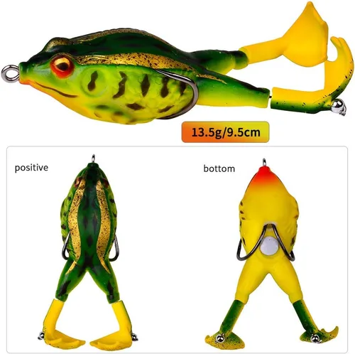 Vista 6 de Señuelo de rana, señuelo de ratón, señuelo de araña, kit de señuelo de pesca de trucha, agua dulce y salada, rana realista, cebo suave para lubina