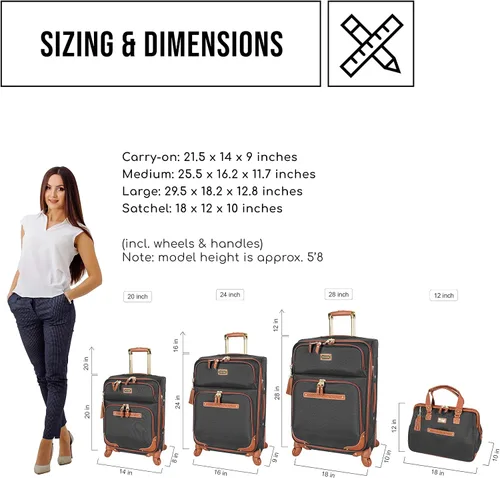 Vista 6 de Steve Madden Designer Luggage Collection - Bolsa expandible de 28 pulgadas para hombres y mujeres, maleta duradera y ligera a cuadros con ruedas