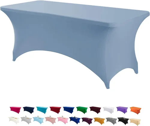Vista 33 de Peomeise - Funda de mesa de elastano de 4 pies, mantel rectangular elástico de elastano (verde manzana, 4 pies)