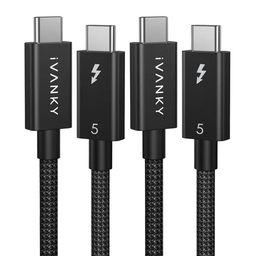 Vista 8 de IVANKY Certificado Intel Cable Thunderbolt 5 de 3.3 pies, hasta 120 Gbps y 240 W, cable Thunderbolt trenzado premium de 80 Gbps, compatible