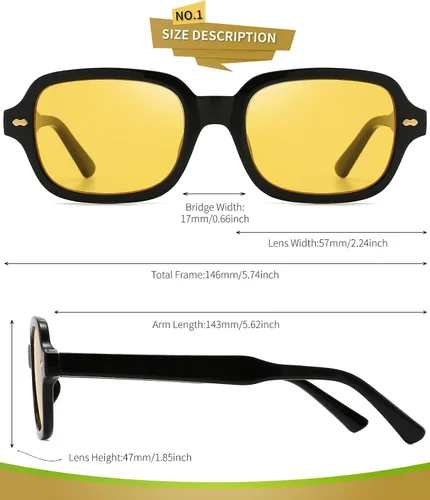 Vista 5 de Dollger Gafas de sol rectangulares retro para mujer gafas de sol cuadradas pequeñas protección UV 400 con marco tachonado
