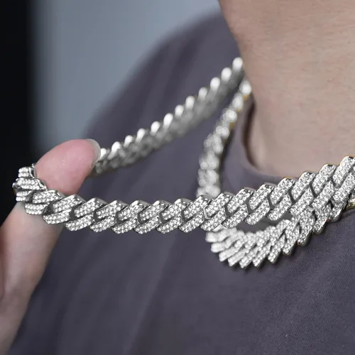 Vista 2 de nkjegol Cuban Chain Necklaces SilverGold Cuban Link Chains Mens Iced Out Miami Bling Diamond Hip Hop Jewelry for Women