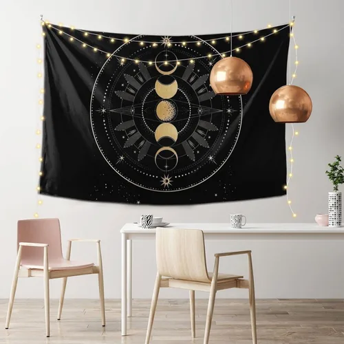 Vista 8 de Rqwaaed Tapiz Wicca Wicca de 60 x 40 pulgadas, diseño de luna pagana, para colgar en la pared, para dormitorio, fiesta, decoración del hogar