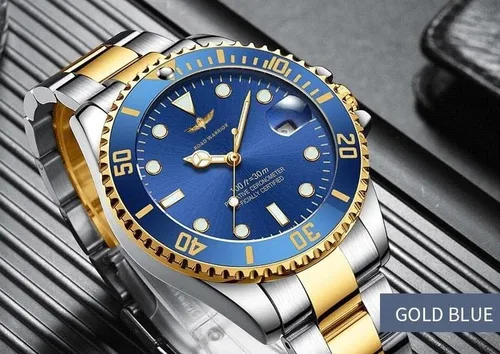 Vista 6 de ROAD WARRIOR Relojes de lujo de cuarzo para hombre, luminosos, cristal de zafiro de acero inoxidable., Mecánico