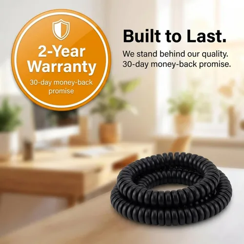 Vista 4 de iSoHo Phones: Cable de teléfono para teléfono fijo – sin problemas, cable de línea terrestre rizado para teléfono – fácil de usar + excelente Negro