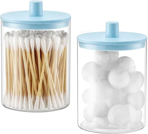 Vista 7 de TIPGO Dispensador de vidrio Qtip Holder – Tarro transparente de 10 onzas Crema