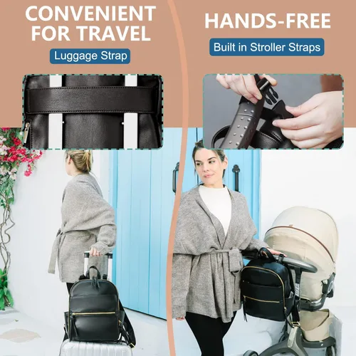 Vista 5 de Mini mochila para pañales, bolsas organizadoras de bolsas de pañales Momin, bolsa de pañales pequeña, mini bolsa de pañales, organizadores de bolsas