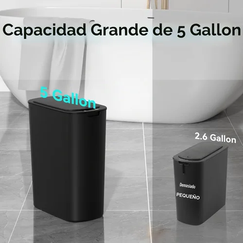 Vista 5 de Botes de Basura de 5 Galones con Sensor de Movimiento para Baño, Botes de Basura Automáticos con Tapa, sin Contacto, Inteligentes, Delgados