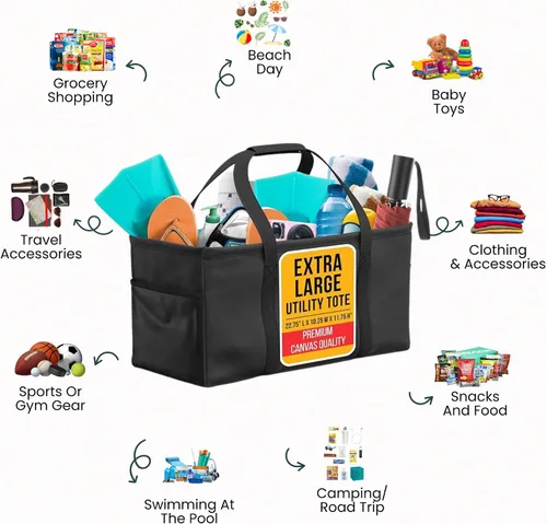 Vista 3 de Bolsa de utilidad extra grande de Lucazzi - Bolsa de playa grande plegable sobredimensionada, excelente para la piscina con marco resistente