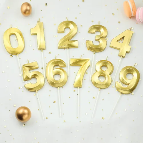 Vista 4 de Velas de cumpleaños de oro con diamantes de 2.76 pulgadas, velas de números dorados, velas de números de pastel, celebración de fiesta