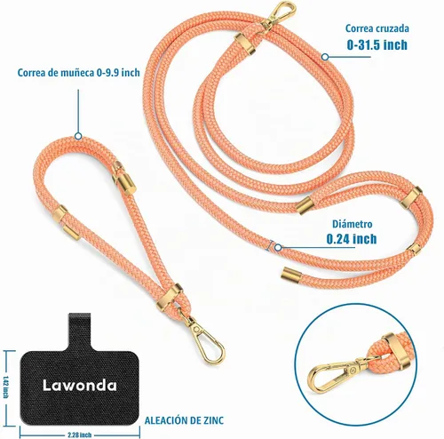 Vista 5 de 2 Almohadillas Cordón para Teléfono Ajustable Crossbody Correa para Cuello de Teléfono Celular Universal Cordón de Muñeca para Teléfono Móvil + 2pcs