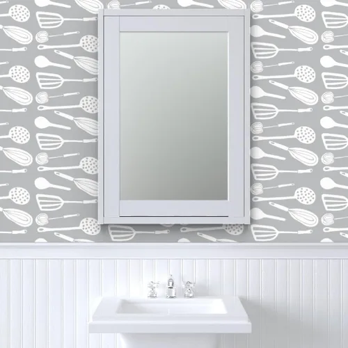 Vista 9 de Spoonflower Magic Kitchen Tools Pre-Pasted Removable Wallpaper Sample 12" x 24" Spoon Egg Vintage Self-adhesive, removable and renter-friendly