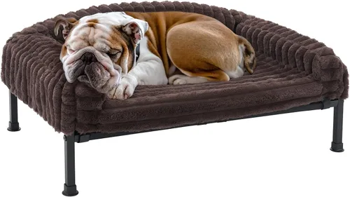 Vista 11 de Veehoo Cama elevada para perros con cojín de cojín, sofá cama de felpa esponjosa para perros pequeños, gatos, cuna elevada lavable para mascotas