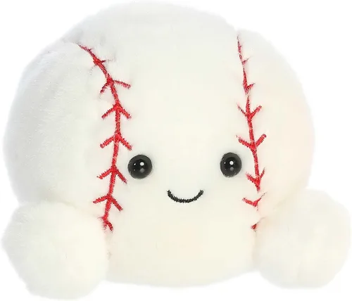 Vista 3 de Aurora® Adorable Palm Pals™ Slugger Baseball™ Animal de peluche - Tamaño bolsillo - Diversión coleccionable - Blanco 12.7 cm