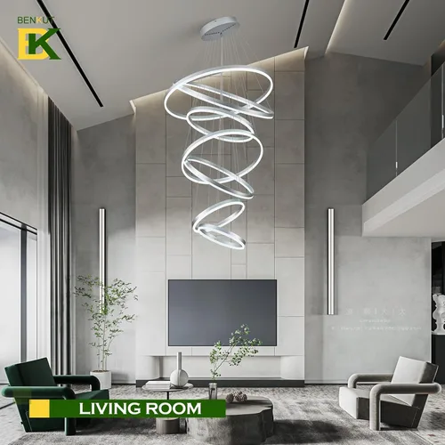 Vista 86 de Benkut Lámpara de Araña de Anillo LED Moderna Negra para Comedor, Lámpara de Araña de Techo Circular Empotrada Regulable con Control Remoto
