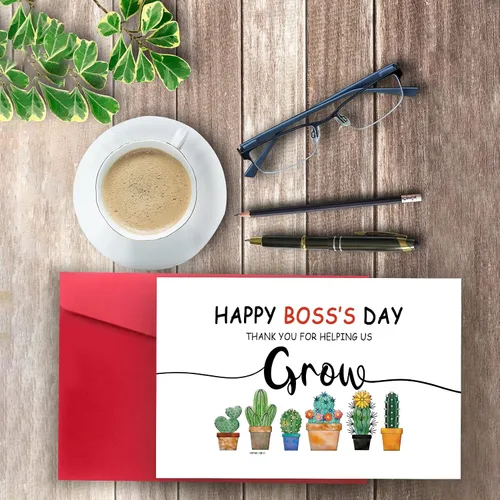 Vista 3 de Huameigf Tarjeta de feliz día del jefe, linda tarjeta de regalo para jefa, tarjeta de agradecimiento de empleado, divertida tarjeta de regalo