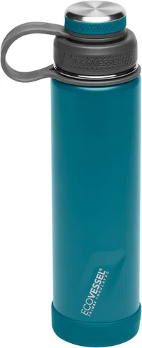 Vista 15 de EcoVessel Botella de agua de acero inoxidable con tapa doble aislada, botella de agua aislada con colador y protector de botella de silicona, taza