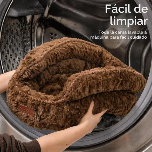 Vista 6 de FUKUMARU Cama para gatos de interior, cama para perros pequeños, lavable Marrón