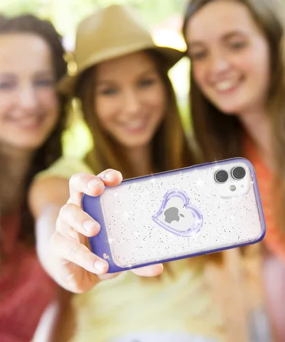 Vista 8 de VENA vLove - Funda transparente con purpurina compatible con Apple iPhone 11 (6.1 pulgadas 2019), forma de corazón (protección CornerGuard), funda