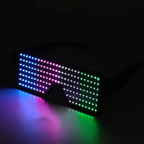 Vista 4 de WOWSUN Gafas LED con luces LED dinámicas para fiestas festivales Navidad USB recargables LED con luces intermitentes