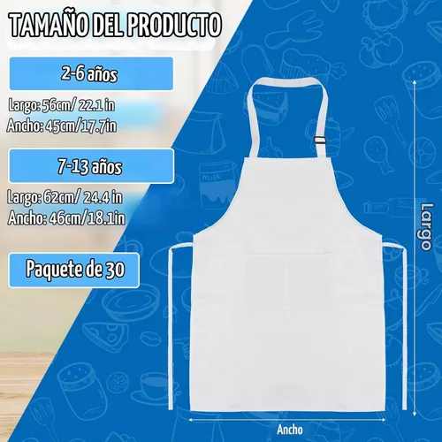Vista 2 de Handepo 30 piezas de delantales para niños con pintura ajustable