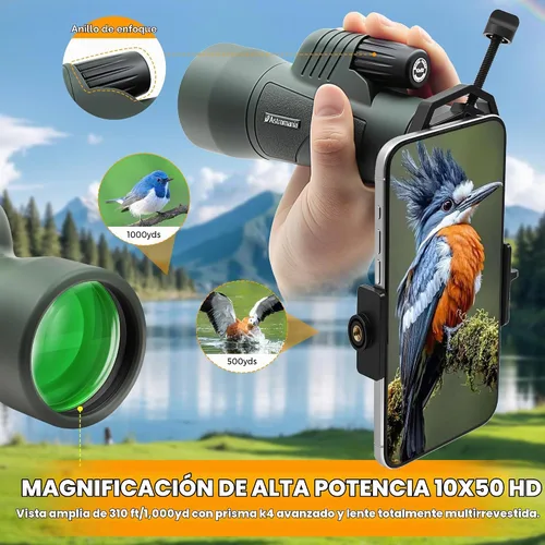 Vista 2 de Astromania Telescopio monocular 10x50 BAK4 monoculares de alta potencia