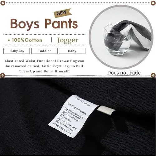 Vista 4 de Boy's 2-Pack Pants, Toddler Cotton Pull on Jogger, Kids Dinosaur Drawstring Elastic Sweatpants