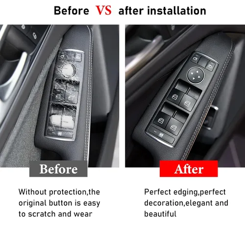 Vista 8 de Moonlinks Cubiertas de botón para interruptor de ventana eléctrica de puerta interior, repuesto compatible con Mercedes Benz A B C E G GLA CLA GLK