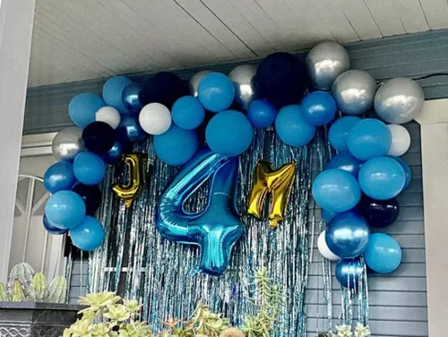 Vista 4 de Globos de papel aluminio azul número 3, 42 pulgadas