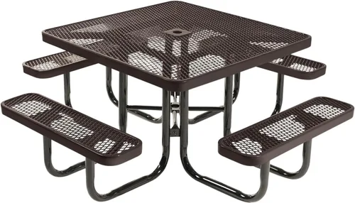 Vista 131 de COATEDOUTDOORFURNITURE Mesa de picnic cuadrada de 46 pulgadas, expandida, color negro