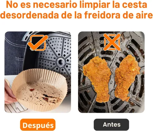 Vista 3 de SIUDANGKA Forros para freidora de aire Ninja, 100 piezas de forro de papel desechable para la mayoría de las freidoras de aire de 4 a 8 cuartos