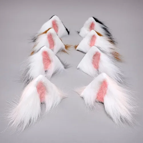 Vista 7 de Diadema de pelo sintético con orejas de gato, diadema peluda de zorro lobo de cola larga, disfraz de Halloween para cosplay, regalo para mujeres