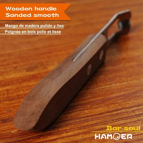 Vista 6 de Cuchillo de canal Zester - Herramienta de frutas y verduras para decorar cócteles, postres y ensaladas, mango de madera con punta de acero inoxidable
