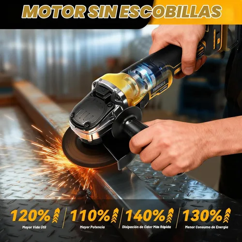 Vista 4 de Amoladora angular sin escobillas compatible con batería Dewalt de 20 V Max (sin batería), velocidad variable, amoladoras eléctricas inalámbricas