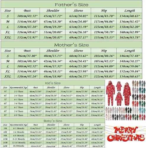 Vista 6 de PUTEARDAT Ladies Nightgowns,Fashionable Family Christmas Pajamas Set Cane Candy Gift Print Classic Matching Pajamas