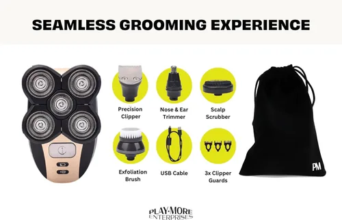 Vista 6 de 5 afeitadoras de cabeza para hombres calvos - afeitadoras de cabeza húmeda y seca para hombres - Maquinilla de afeitar eléctrica para cabello calvo