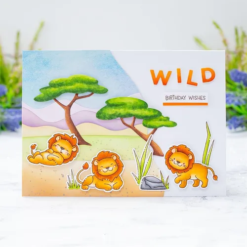 Vista 5 de Wild Birthday Wishes - Juego de sellos y troqueles para hacer tarjetas, sellos transparentes y troqueles de corte de metal para álbumes de recortes