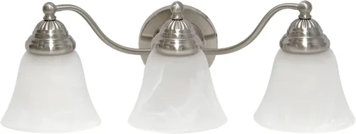 Vista 10 de Simple Designs VT1023-BLK 19.25 pulgadas clásicas 3 luces de metal y mármol esmerilado blanco con forma de campana de vidrio con forma de campana