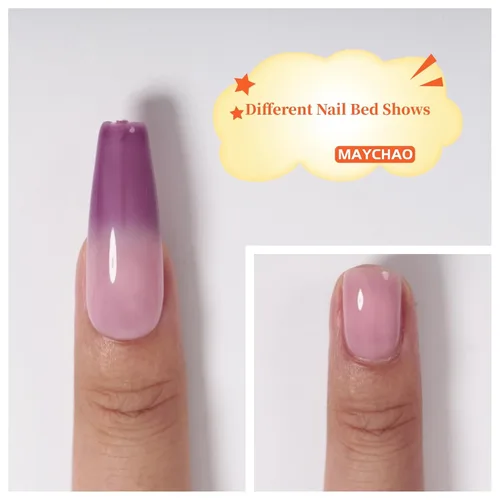 Vista 5 de MAYCHAO Esmalte de uñas en gel que cambia de color 1 unidad, 15 mililitros, gel de cambio de temperatura Indigo-Coral, esmalte de uñas que se quita